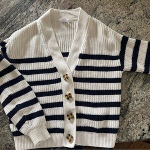 GAP White and Navy Striped Knit Sweater